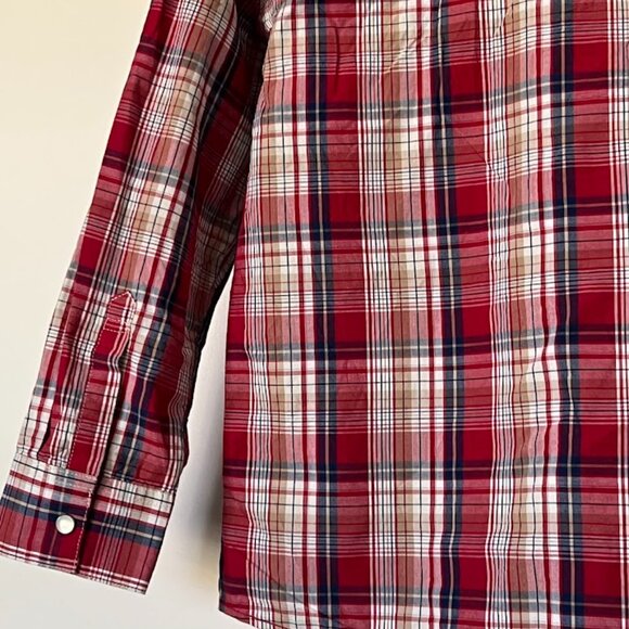 Levi's Pearl Snap Button Red Plaid Long Sleeve Western Cowboy Shirt Small 8-10 - Picture 11 of 11